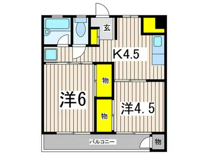 新山下町団地(2K/5階)の間取り写真