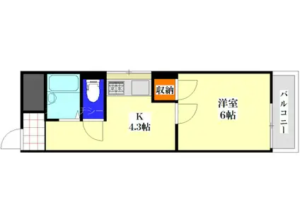 リーデンハイムダイヤ(1K/2階)の間取り写真