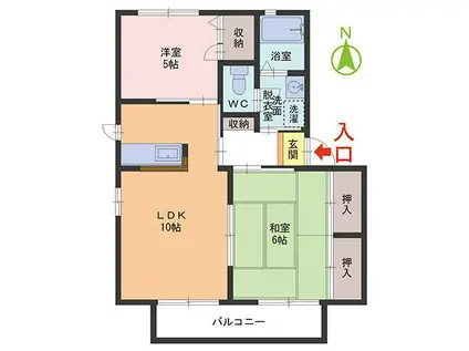 アザレアガーデン A棟(2LDK/2階)の間取り写真