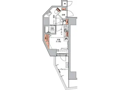 ハーモニーレジデンス三田(ワンルーム/7階)の間取り写真