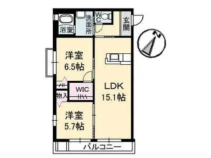 シャーメゾンI(2LDK/3階)の間取り写真