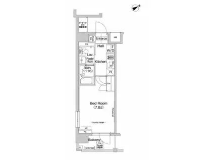 プラウドフラット八丁堀(1K/6階)の間取り写真