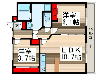 安松ハイツII(2LDK/3階)の間取り写真