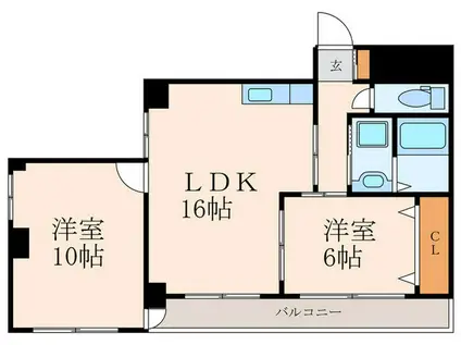 ファミール陣山(2LDK/3階)の間取り写真