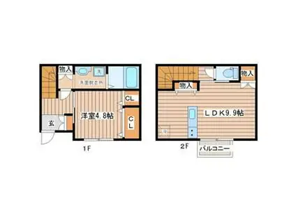 JOIE(1LDK/1階)の間取り写真