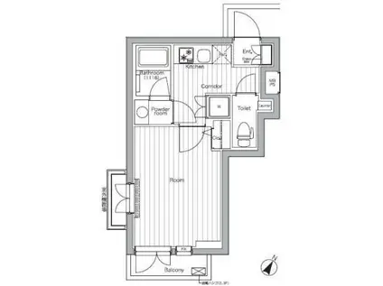 プレミアム キューブ 都立大学 エムオー(1K/1階)の間取り写真