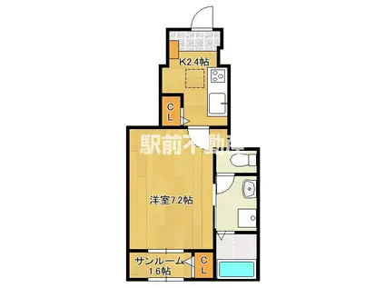 ソレイユ(1K/1階)の間取り写真