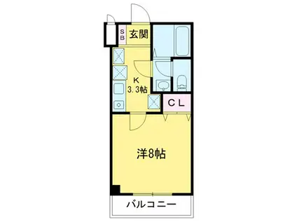 レジデンスヤマザキII(1K/1階)の間取り写真