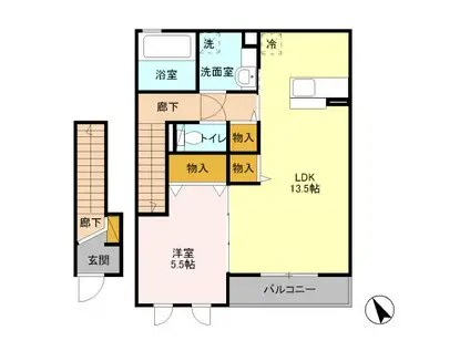 カーサフォレストC(1LDK/2階)の間取り写真