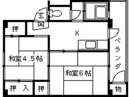 西川マンション(2DK/2階)の間取り写真