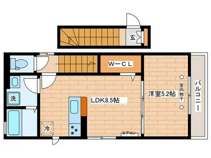 CRANE HILLS(1LDK/2階)の間取り写真