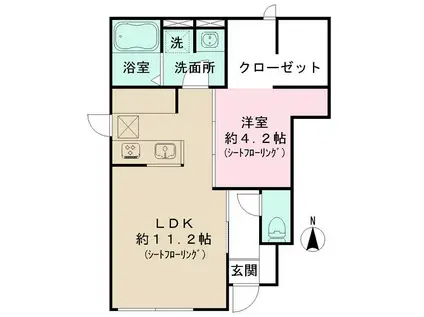 ソリード六本松ウエスト(1LDK/1階)の間取り写真