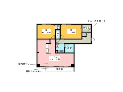 ラヴィータ M(2LDK/1階)の間取り写真