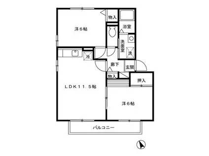 ロイヤルコートA(2LDK/2階)の間取り写真