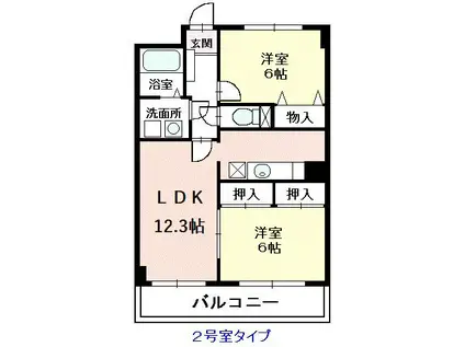 セルカリーオU(2LDK/2階)の間取り写真