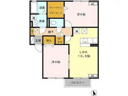 シャルマン・ドミール(2LDK/1階)の間取り写真