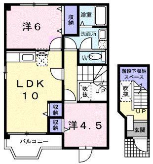 コージーハウス石井B(2LDK/2階)の間取り写真