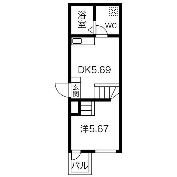 ピアチェーレ新栄(1DK/2階)の間取り写真