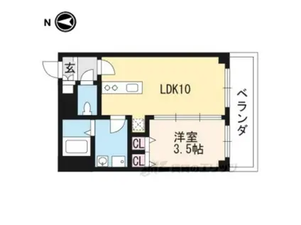 プリオーレ衣笠(1DK/1階)の間取り写真