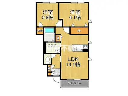 シャーメゾンハピネスA(2LDK/1階)の間取り写真