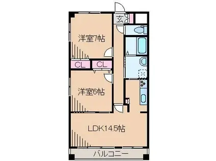 BELLE FLEUR(2LDK/2階)の間取り写真