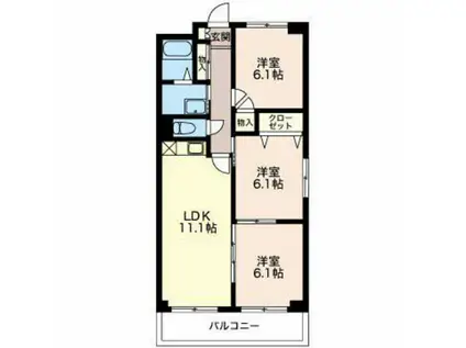 クレア―ジュ小杉(3LDK/2階)の間取り写真