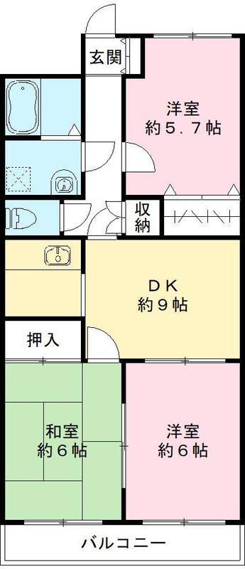 イーストリッチ(3DK/2階)の間取り写真