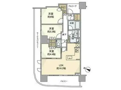 ドレッセタワー南町田グランベリーパーク(3LDK/10階)の間取り写真