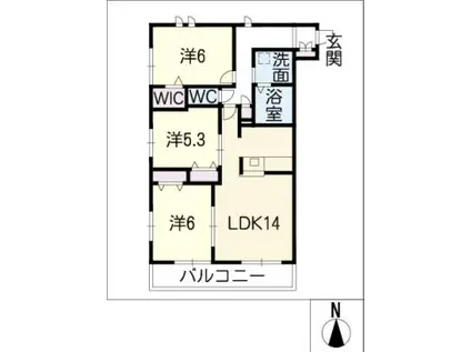 ヘーベルテラス ウエスト(3LDK/1階)の間取り写真