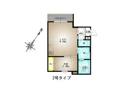 GRANDTIC 江波西(1LDK/2階)の間取り写真