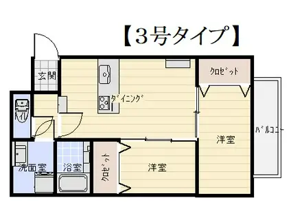 パラシオン新上橋(2LDK/2階)の間取り写真
