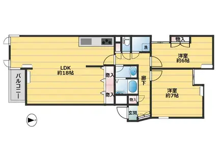 パインヒル落合(2LDK/2階)の間取り写真