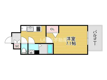 クリスタルグランツOSAKA ウエスト GATE(1K/7階)の間取り写真