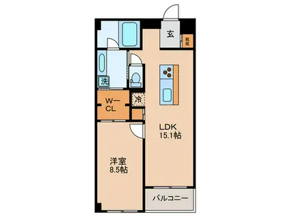 レジディア武蔵小杉(1LDK/4階)の間取り写真