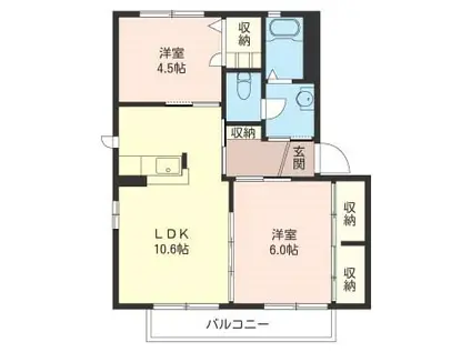 カサベルデ赤坂 A(2LDK/2階)の間取り写真