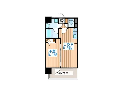 グランドロアール仙台西公園(1LDK/7階)の間取り写真