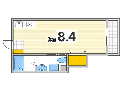 尾長東アパートD棟(ワンルーム/1階)の間取り写真