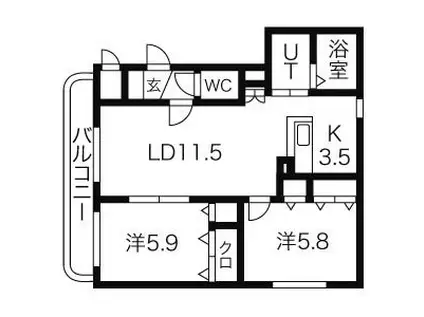 カサグランデN17(2LDK/1階)の間取り写真