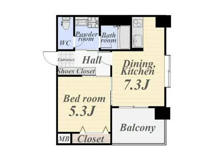 AXIS甲東(1DK/5階)の間取り写真