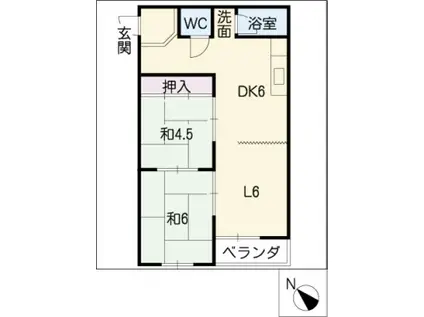 ユタカマンション(2LDK/2階)の間取り写真