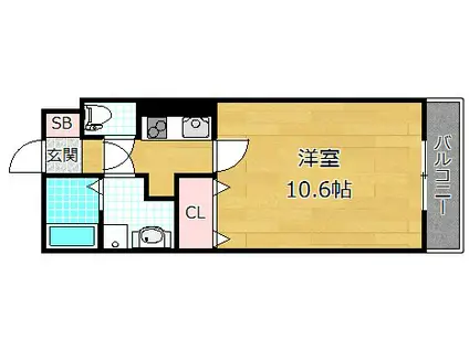 レジデンスナンワ香里園A棟(1K/1階)の間取り写真