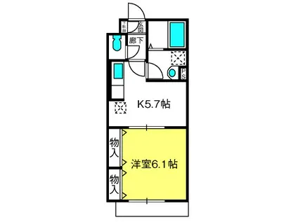 クイーンズヒル(1K/1階)の間取り写真