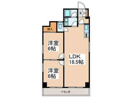 小川ハイム(2LDK/5階)の間取り写真