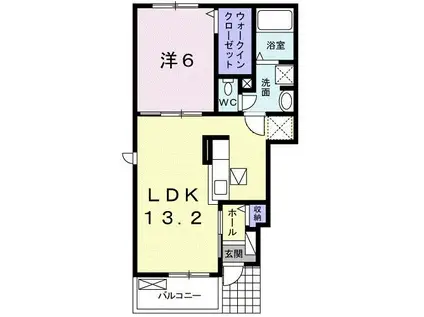 ソレアード糸島(1LDK/1階)の間取り写真