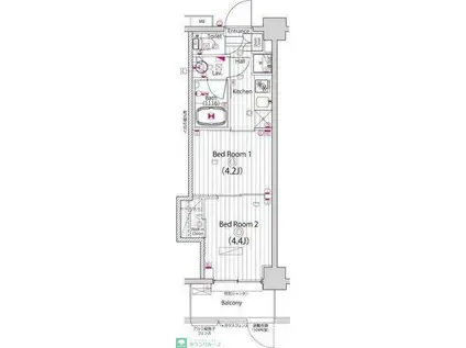ガーラ・グランディ調布(2K/1階)の間取り写真