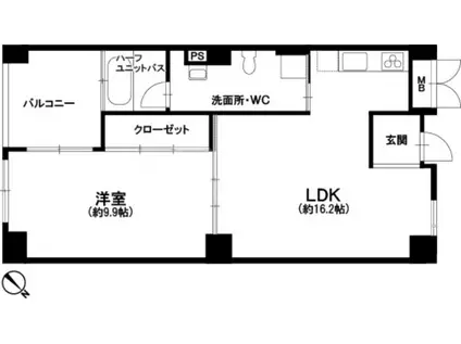 フェイズイン山王(1LDK/3階)の間取り写真