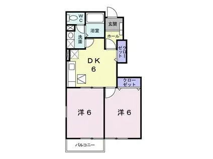 サニーパークB(2DK/1階)の間取り写真