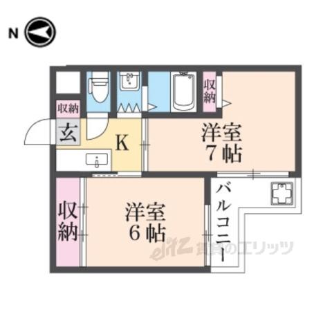 メゾンスイート西大寺(2K/3階)の間取り写真
