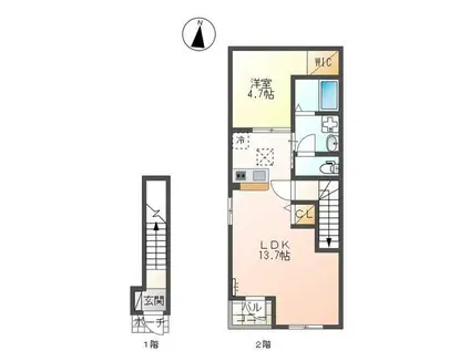 フレグランスリアン(1LDK/2階)の間取り写真