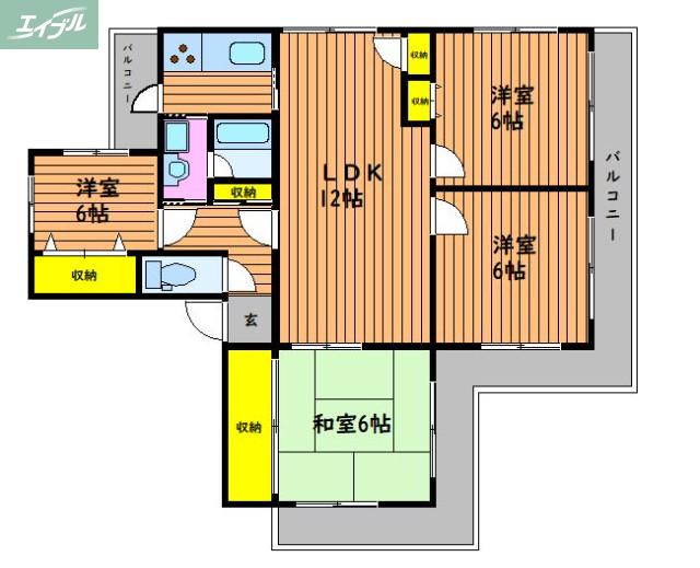 メゾン京山(4LDK/1階)の間取り写真